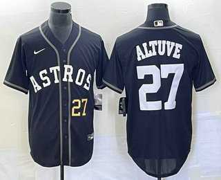 Men%27s Houston Astros #27 Jose Altuve Number Black Cool Base Stitched Baseball Jersey->houston astros->MLB Jersey